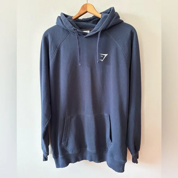 Gymshark Crest Hoodie Navy Blue Size Large - Picture 3 of 15